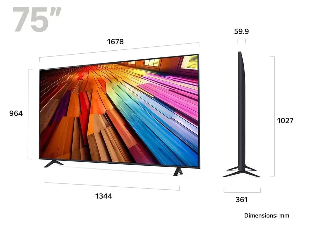 ابعاد تلویزیون ال جی 75 اینچ 75UT8000 محصول 2024
